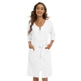 thumbnail image 7 of Womens Zipper Front Robe Nightgowns, Loose Spa Bathrobe V-neck Soft Loungewear Robes Sleepwear with Pockets Belt, 7 of 7