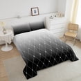 thumbnail image 4 of Erosebridal Black Gray Gradient Bedding Twin Comforter Set, Geometric Diamond Down Comforter, Patchwork Bedroom Decor, Reversible 2-Piece, 4 of 8