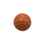 Single 100 Sided Polyhedral Dice (D100) | Solid Orange Color with White Numbering (45mm) -