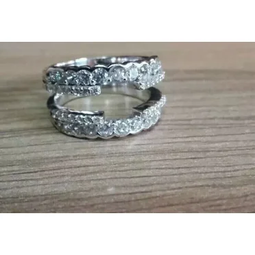 14k White Gold Plated 2 CT Round Lab-Created Diamond Enhancer Wedding Ring Guard Wrap