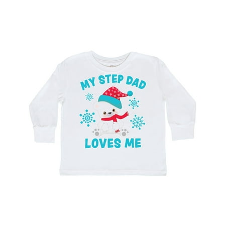 

Inktastic Polar Bear My Step Dad Loves Me in Santa Hat with Snowflakes Gift Toddler Boy or Toddler Girl Long Sleeve T-Shirt