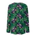 thumbnail image 5 of Lumtrix Mardi Gras Long Sleeve Shirt For Women Mask Graphic Pullover Tops Crew Neck Casual Holiday Tops Green M, 5 of 6