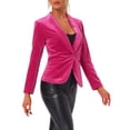 thumbnail image 4 of BLAZER DE VELVET CHIC PARA MUJER INSPIRADOR COLOR SÓLIDO CON SOLAPA Y UN BOTÓN CHAQUETA DE TRAJE PARA TRABAJAR 2XL ROSA FUERTE, 4 of 6
