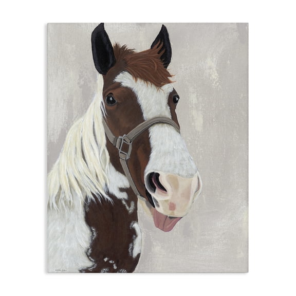 Stupell Industries Rustic Lodge Henry Horse Funny Tongue Canvas Art, 16 x 20, by Ashley Justice