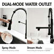 Matte Black Commercial Kitchen Faucet: High Arch Spring Design, Pull Down Sprayer, Single Handle & Fingerprint-Free Finish. Ideal for Farmhouse, Laundry, Utility Sink, and RV.