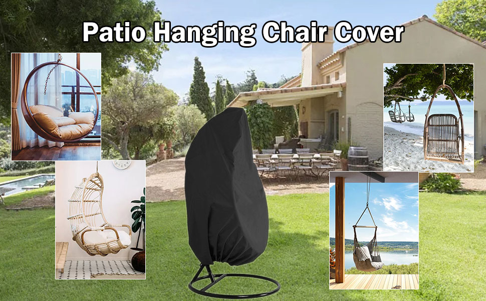 AoHao Wicker Swing Seat Cover Waterproof Patio Egg Chair Covers Wicker Egg Swing Chair Covers Dust-proof Outdoor Chair Cover UV Protection Hanging Chair Cover - image 4 of 9