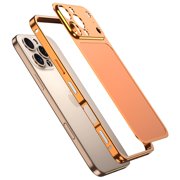 ShellTech For iPhone 15 Pro Max Magnetic Case, Metal Frame Lightweight Non-Slip, Shock-Absorbent, Heat Dissipation Slim Anti-Scratch, Wireless Charging Aluminum alloy Back flim,Orange