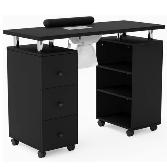 Ktaxon Nail Table, Manicure Desk for Nail Tech with Electric Downdraft Vent, Black