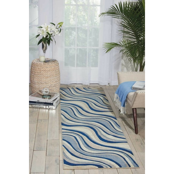 Nourison Somerset ST81 Ivory Blue Area Rug 2'3" x 8"