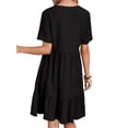 thumbnail image 2 of Women's Summer Short Sleeve Mini Dress Casual V Neck Ruffled Sundress for Beach Vacation Black XL, 2 of 6
