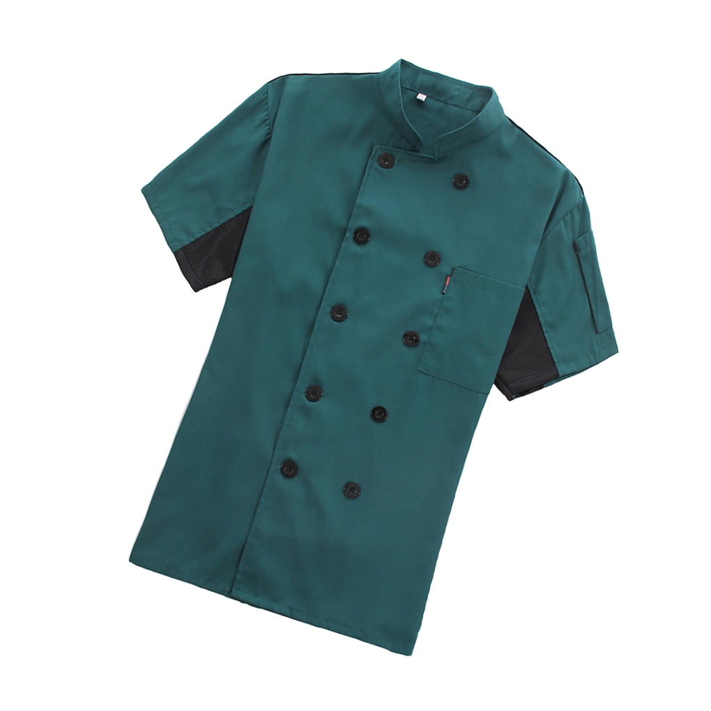 Chef Coat Jacket Unisex Kitchen Press Button Cooker Work Restaurant Uniforms 