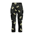 thumbnail image 4 of SCRAWLGOD Honeycomb Bee Print Black Capri Leggings for Women - Lightweight High Waisted Capris Tummy Control Yoga Pants with Pockets Breathable Workout Cycling Tights, 3XL, 4 of 7
