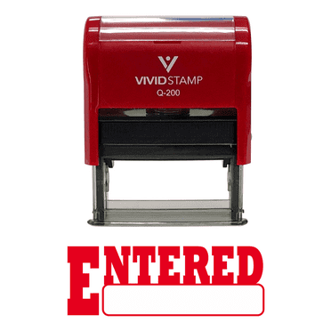 Precision and Convenience: Vivid Stamp Entered Office Self-Inking Office Rubber Stamp (Red) - Medium