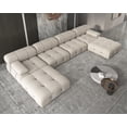 thumbnail image 6 of Magic Home Convertible Sectional Sofa,U-Shaped Modular Couch with Ottomans,Modern Velvet Sofa Set for Living Room,Beige, 6 of 10