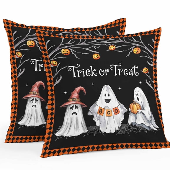 Outdoor Waterproof Pillow Covers Floating Ghost in Woods Decorative Throw Pillow Protectors,Halloween Midnight Forest Pillowcase Cushion Cases for Patio Sofa Garden Couch,16x16in,Pack of 2
