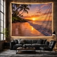 thumbnail image 6 of Tropical Beach Sunset Scene with Palm Trees Serene Coastal for Beach Lovers Ocean View Art Decor Housewarming Gift Tapestry Wall Hanging for Bedroom and Living Room, 6 of 7