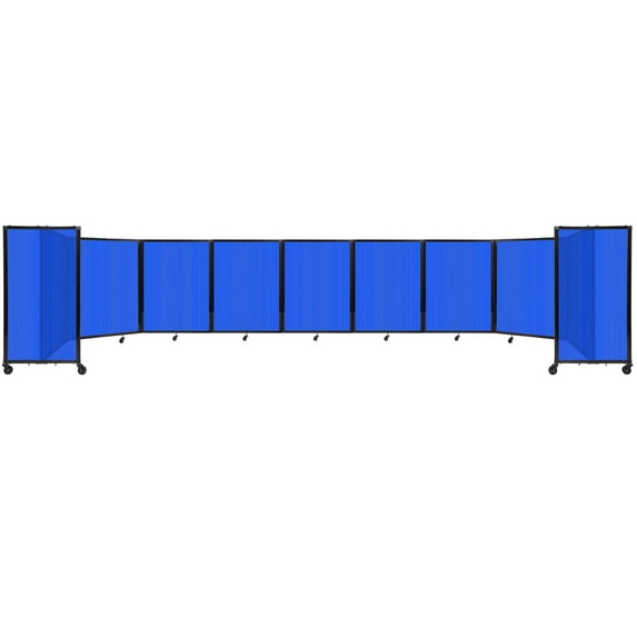 Versare Polycarbonate Room Divider 360 Portable Wall Partition | Freestanding Office Dividers | Locking Wheels | Privacy Screen Panels - 25' x 4' Blue Thermoplastic Polymer