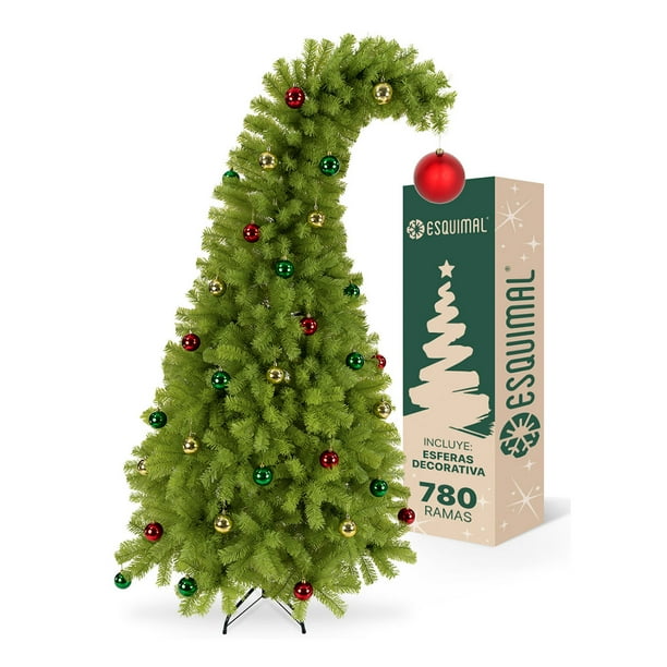 Árbol Navidad Pino Navideño Gorro de Santa Esquimal Verde 1.5m + 46 Esferas