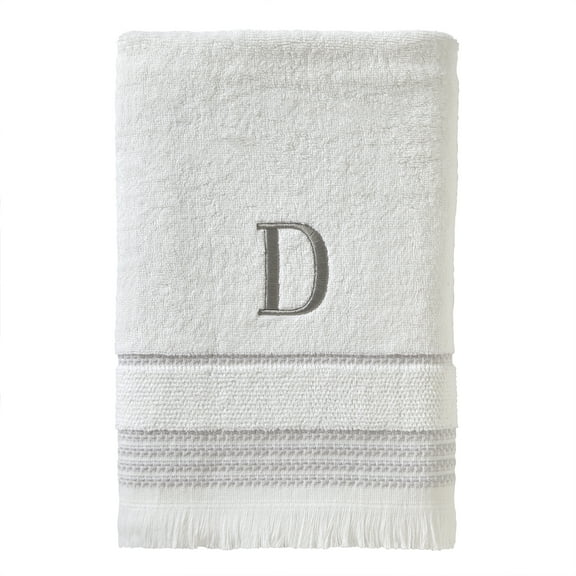SKL Home Monogram Cotton Bath Towel, "D", White