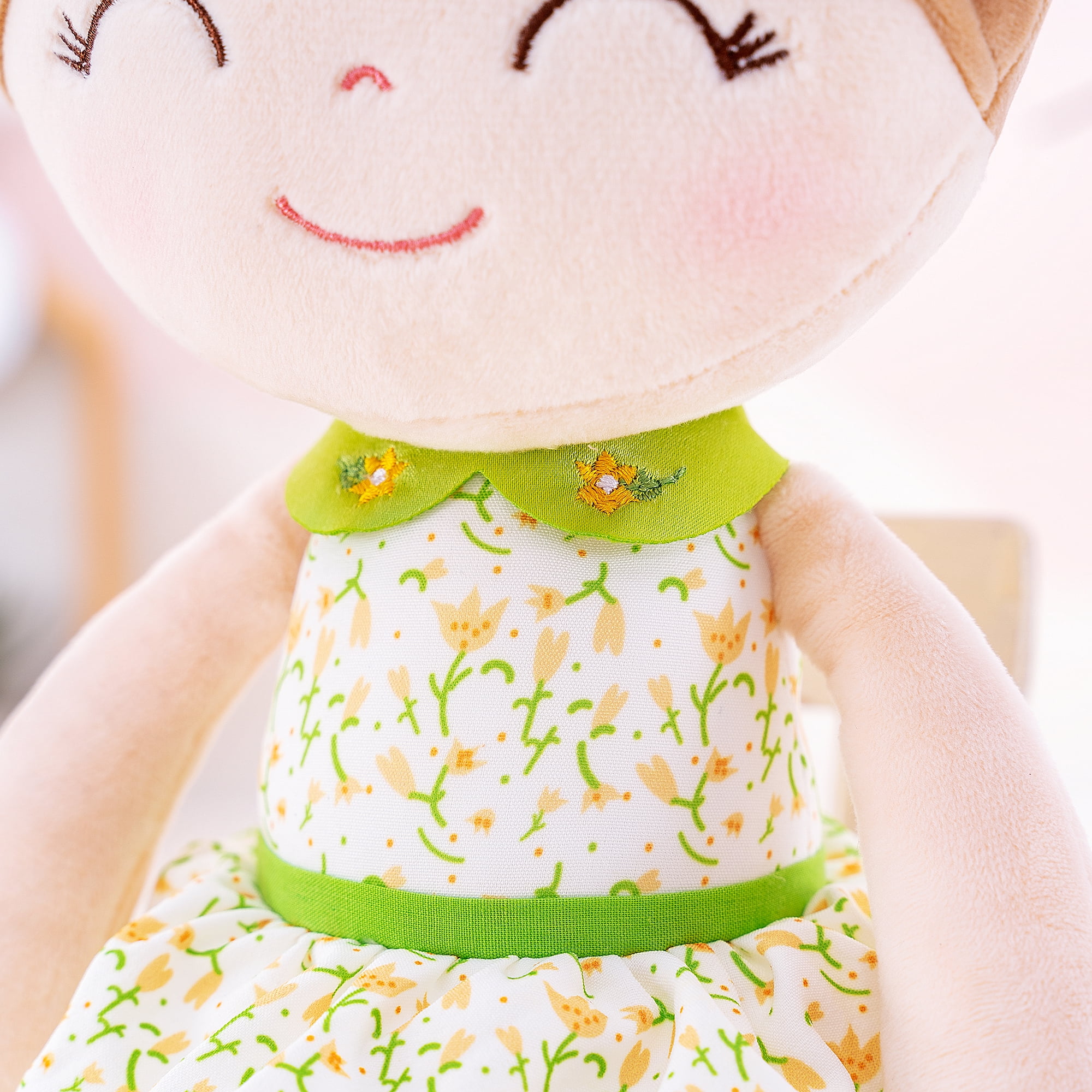 Gloveleya Baby Girl Gifts Plush Dolls Type Soft Girls Toy Green Flower Fairy Dress 16 inches