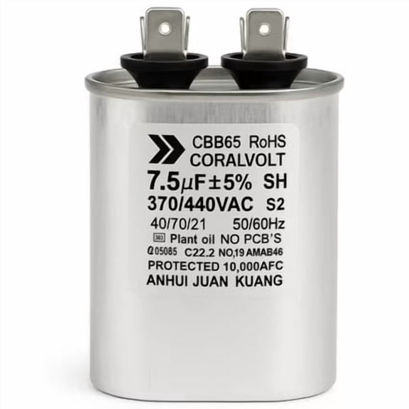 Coralvolt 7.5   5 µF Dual Run Oval Capacitor, 370/440V AC, CBB65, UL Certified