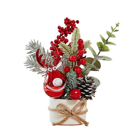 CuiLiyq Mini Christmas Tree, Mini Tabletop Christmas Tree Decor for Desk Bedroom Office Small Christmas Decorations with Red Christmas Ball for Holiday