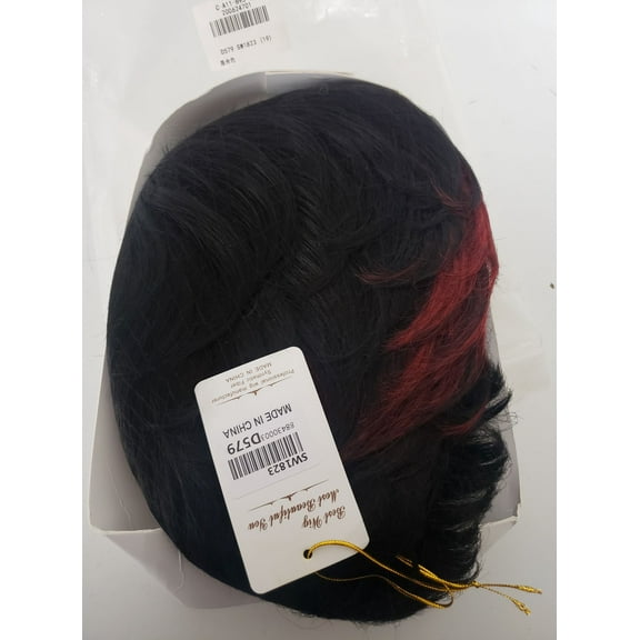 Black Wig With Red Highlights Straight Layered Wig Synthetic Hair Short Party Hair Wigs SW1823