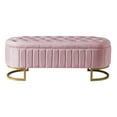thumbnail image 5 of Xukmct Modern Upholstered Velvet Storage Bench with Metal Legs, Elegant Storage Ottoman for Bedroom, Living Room, Pink, 5 of 11