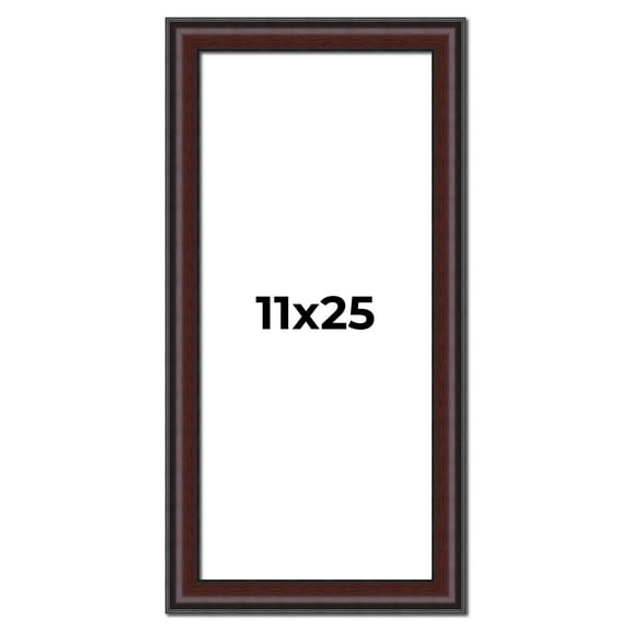 11x25 Frame Brown Round Mahogany Solid Wood Picture Frame | 1.625 Inch Moulding Width | with UV
