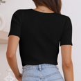 thumbnail image 4 of Ruyang Women's Basic Crop Tops Short Sleeve Square Neck T Shirt Top Tops Women Casual Slim Fit T-Shirt Streetwear S-3XL, 4 of 5