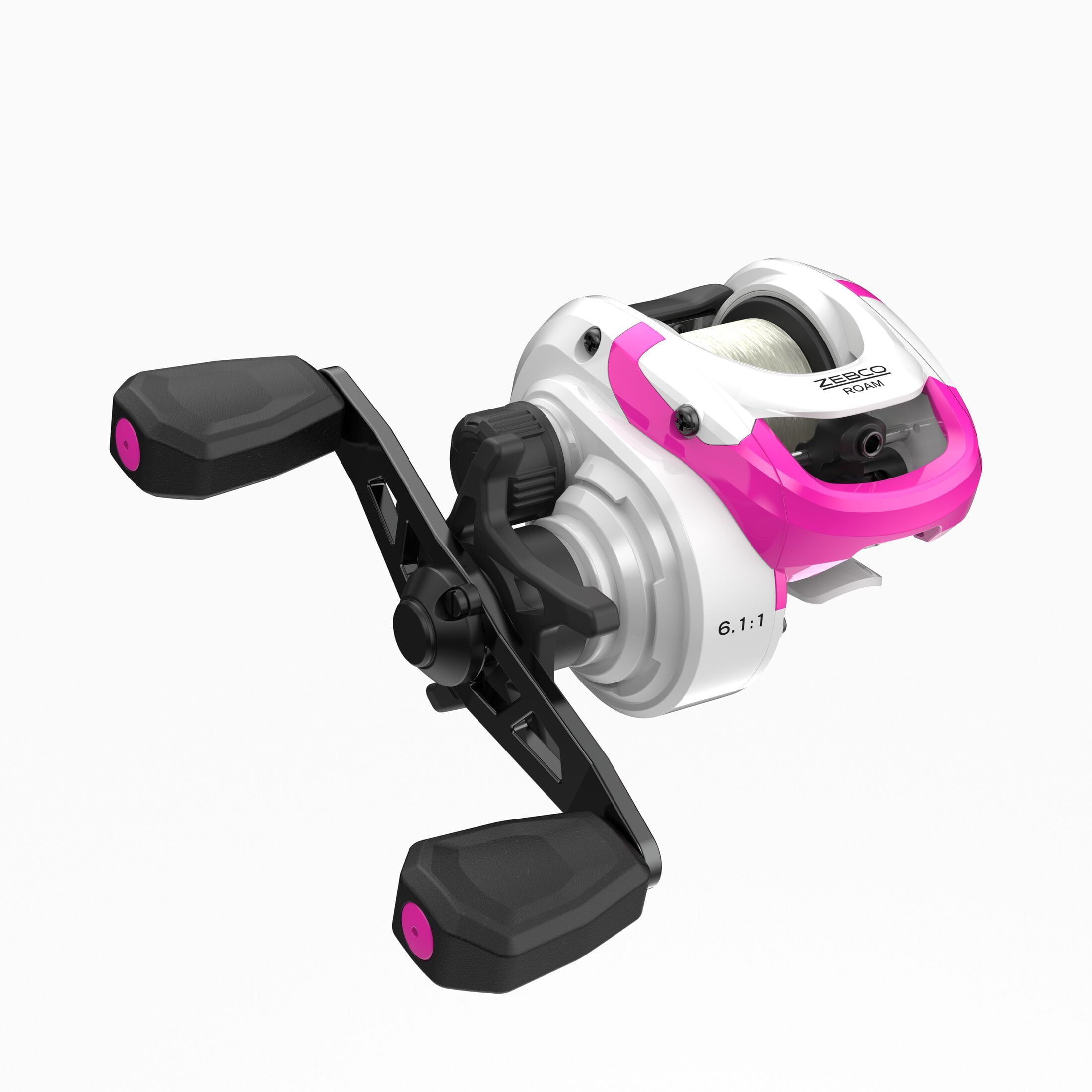 Zebco Roam Baitcast Reel and Fishing Rod Combo, 6-Foot 6-Inch Rod, Size 100 Reel, Right-Hand Retrieve, Pink