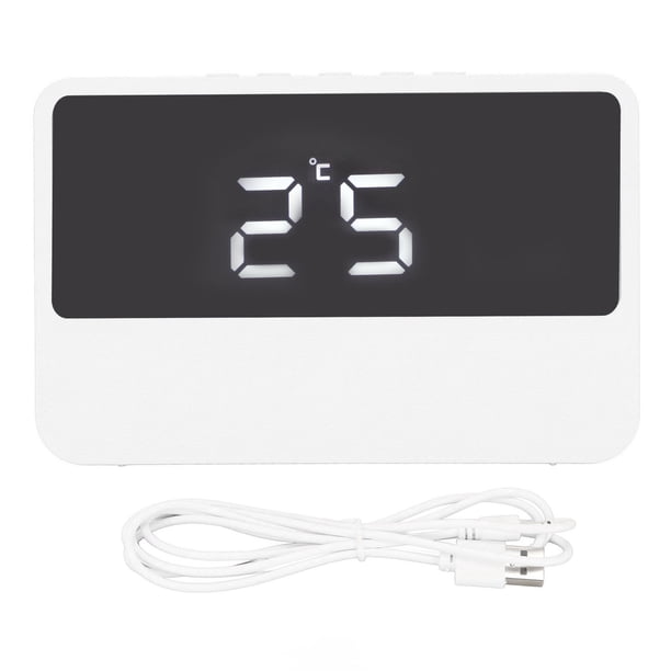 Reloj despertador digital LED, sencillo, moderno, de alta definición, con espejo, LED, silencioso, digital, electrónico, color blanco