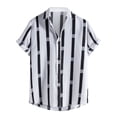 thumbnail image 2 of Qiopertar Liquidation à Moins de 5$ Chemise à Manches Courtes à Boutons Patchwork Décontractée pour Hommes Plage Imprimé Rayé Non Positionné Col Rabattu en Liquidation Offres d'Accès Anticipé, 2 of 9