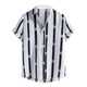 thumbnail image 1 of Hombres Casual Patchwork Botones Playa Sin posicionamiento Estampado a rayas Turndown Camisa de manga corta Blusa Pompotops  oipoqjl47916, 1 of 9