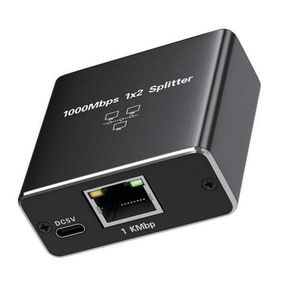 Highly Speed RJ45 Ethernet Splitter 1 to 2 with USB Power for Enhances Networking Performances and Device Sharing