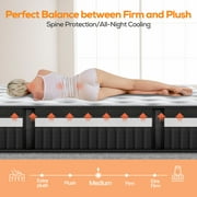 Queen Mattress, 14 Inch Memory Foam Mattress Queen Size, Innerspring Hybrid Queen Bed Mattress in a Box Medium Firm with Motion Isolation & Strong Support & Pressure Relief, CertiPUR-US