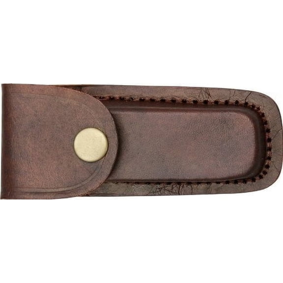 SZCO 4-Inch Brown Leather Sheath – Top Grain Leather Pouch with Belt Loop & Snap Universal Fit for Folding Tools