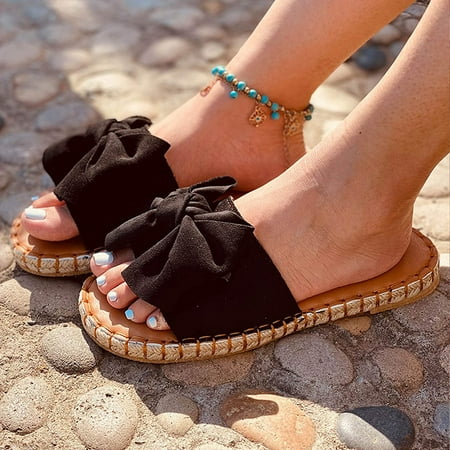 

ZXHACSJ Women s Platform Fashion Bow Comfortable Open-toe Casual Beach Sandals Black 43