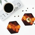 thumbnail image 4 of Fuzoiu Fiery Orange Flames Energy Print Leather Coasters Set,Drink Coasters Set of 4,for Tabletop Protection, Durable PVC Coasters,Home Décor and Housewarming Gift-Hexagon, 4 of 6