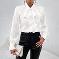 thumbnail image 3 of Women's Ruffle Blouse Long Sleeve Collar Neck Button Down Victorian Shirt Tops, 3 of 8
