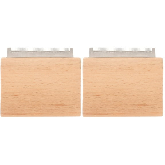 2 PCS Wooden Horse Brush Scraper Pet Hair Removal Tool Ponytail Farm Supply Deshedding Grooming Bridegroom