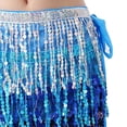 thumbnail image 6 of Women Belly Dance Skirt, Hip Belt Clothes, Dress Sequin Tassel Hip Scarf Wrap, Tassel Scarf Belt for Stage Performance Ballroom Club Nightclub Blue Black, 6 of 7