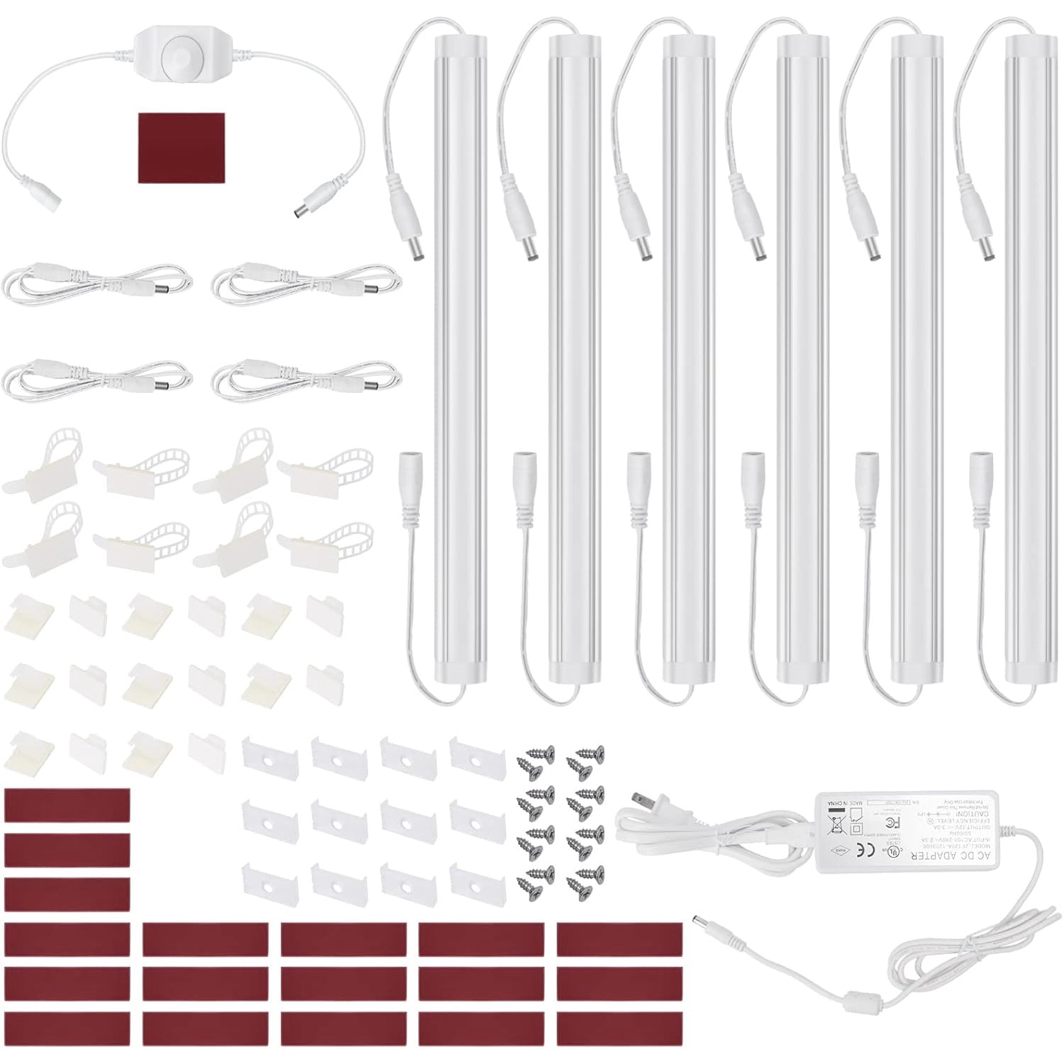 Under Cabinet LED Lighting Kit, Super Bright, 6 PCS 12” Slim Light Bars, 31W 2000 Lumen, Dimmable, Plug or Wired Power Adapter, for Kitchen Cabinets Counter Shelf Workbench (Warm White 3000K)