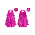 thumbnail image 5 of Rswnyirn Kids Girls Shiny Sequins Ballet Latin Jazz Leotard Dress with Headband Tassel Rose 16, 5 of 6