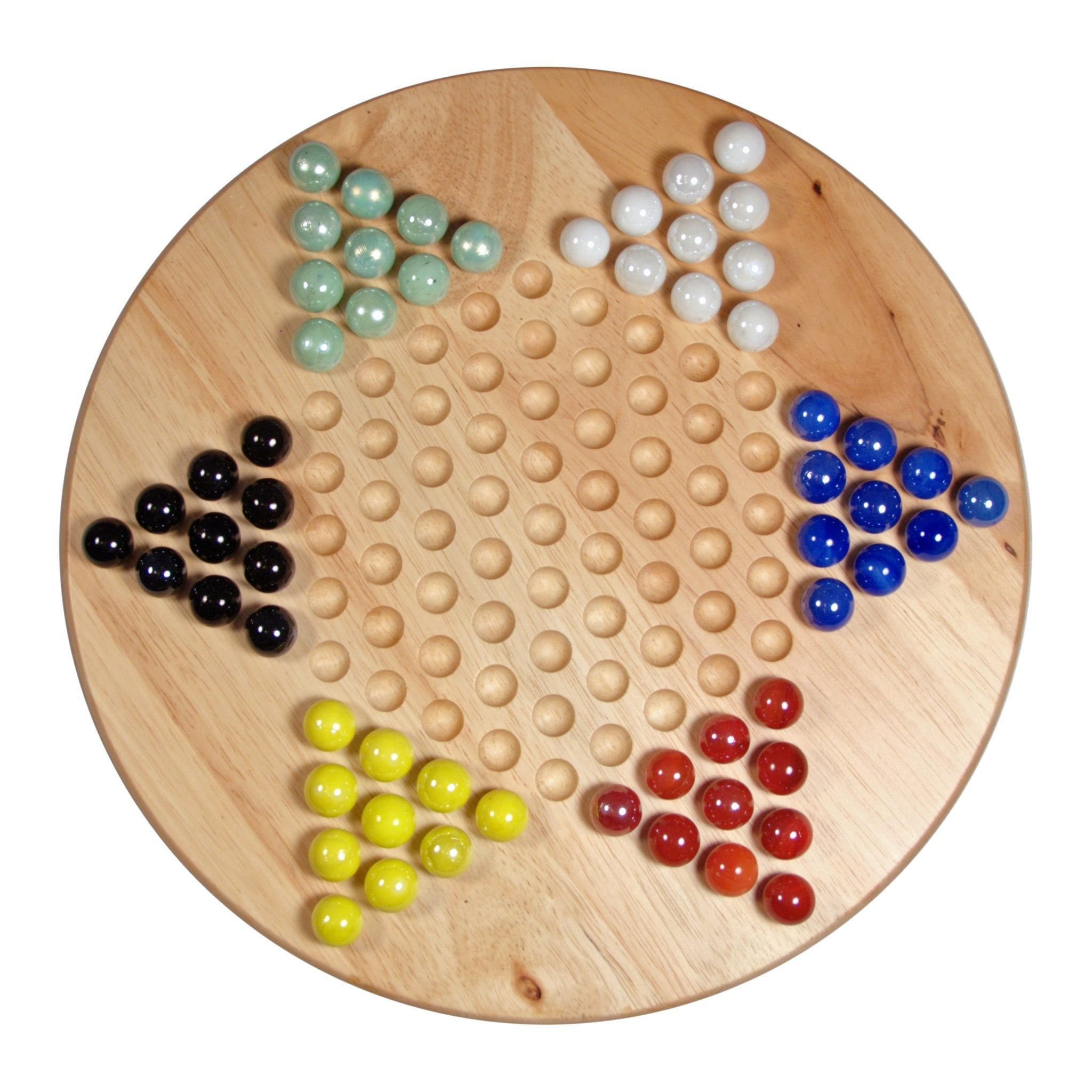 We Games Solid Wood Chinese Checkers Set With Glass Marbles Inch