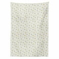 thumbnail image 2 of Sheep Tablecloth, Sheep Characters with Checkered Patterns Little Trees Fences Rural Farm Life, Rectangle Satin Table Cover for Dining Room and Kitchen, 60" X 90", White Khaki Ivory, by Ambesonne, 2 of 2