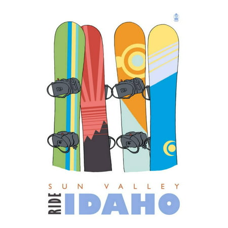 Sun Valley, Idaho, Snowboards in the Snow Print Wall Art By Lantern (Best Restaurants In Sun Valley Idaho)
