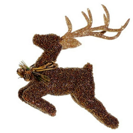 Allstate 6.5" Metallic Beaded Reindeer Christmas Ornament - Brown
