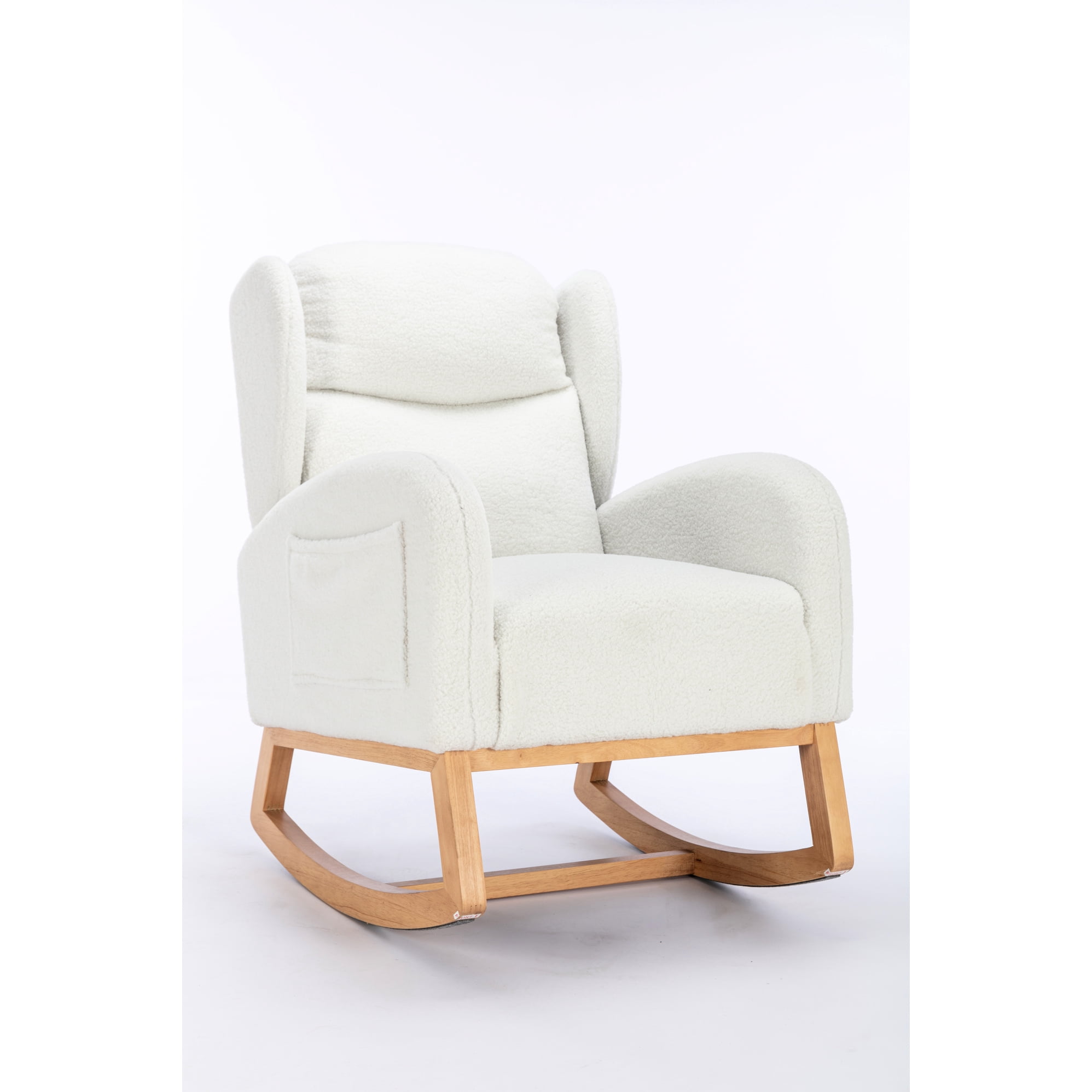 Rocking Chair With And Fabric Eucalyptus Wood Soft Wooden Seat