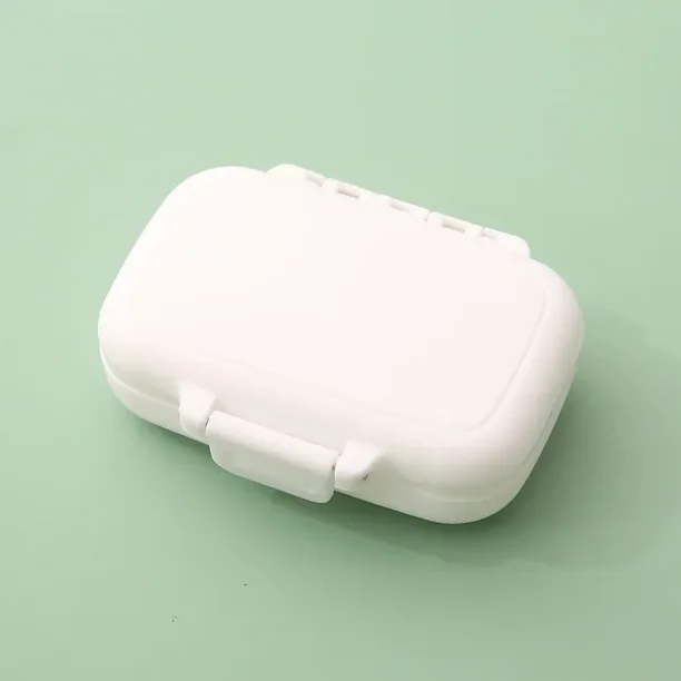 Pastilleros de 3 compartimentos, pequeño, portátil, minicompartimento, caja de almacenamiento de tres compartimentos, redondo, ovalado, cuadrado